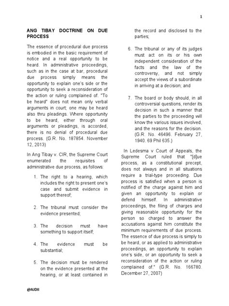 Ang Tibay doctrine on due process .